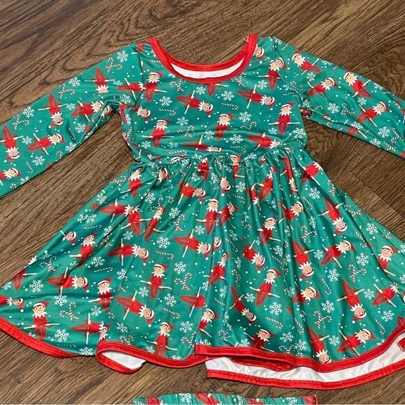 Charlie’s Project Kids Holiday Elf On The Shelf Twirl Dress and Bloomers Size 2T - Picture 3 of 9
